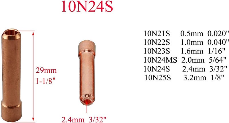 RIVERWELD TIG Stubby Gas Lens Collet Bodies 17GL332 10N24S 3/32'' 2.4mm Assorted size kit for QQ300 PTA DB SR WP 17 18 26 TIG Welding Torch 20pcs - Image 2